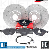 FOR BMW 525d M SPORT F11 FRONT DRILLED BRAKE DISCS MINTEX PADS SENSOR 348mm