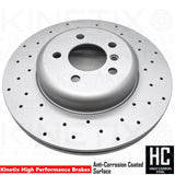 FOR BMW 740i M SPORT FRONT REAR DRILLED BRAKE DISCS BREMBO PADS WIRES 348m 345m