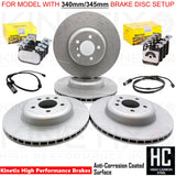 FOR BMW F22 230i M SPORT FRONT REAR BRAKE DISCS TEXTAR PADS SENSORS 340mm 345mm