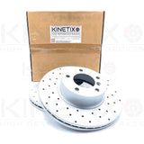 FOR BMW 220d 220i 225d KINETIX FRONT CROSS DRILLED BRAKE DISCS PAIR 312mm COATED