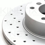 FOR BMW 320d 320i 325i KINETIX FRONT CROSS DRILLED BRAKE DISCS PAIR 312mm COATED