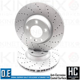 FOR PORSCHE CAYENNE TURBO 4.5/4.8 KINETIX DRILLED FRONT BRAKE DISCS PAIR 350mm