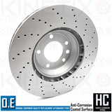 FOR PORSCHE CAYENNE TURBO S 4.5 04-07 DRILLED FRONT BRAKE DISCS BREMBO PADS