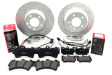 FOR PORSCHE CAYENNE 3.0 DIESEL DRILLED FRONT REAR BRAKE DISCS BREMBO PADS