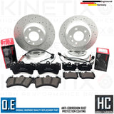 FOR VW TOUAREG 3.0 V6 TDI DRILLED FRONT REAR BRAKE DISCS BREMBO PADS WEAR SENSORS