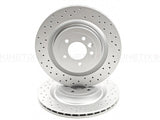 FOR LAND ROVER DEFENDER 3.0 P400 I6 REAR CROSS DRILLED BRAKE DISCS PAIR 365mm