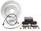 FOR RANGE ROVER SPORT 4.4 SDV8 REAR CROSS DRILLED BRAKE DISCS BREMBO PADS & WIRE