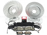 FOR RANGE ROVER SPORT SDV6 FRONT REAR DRILLED BRAKE DISCS BREMBO PADS WEAR WIRES