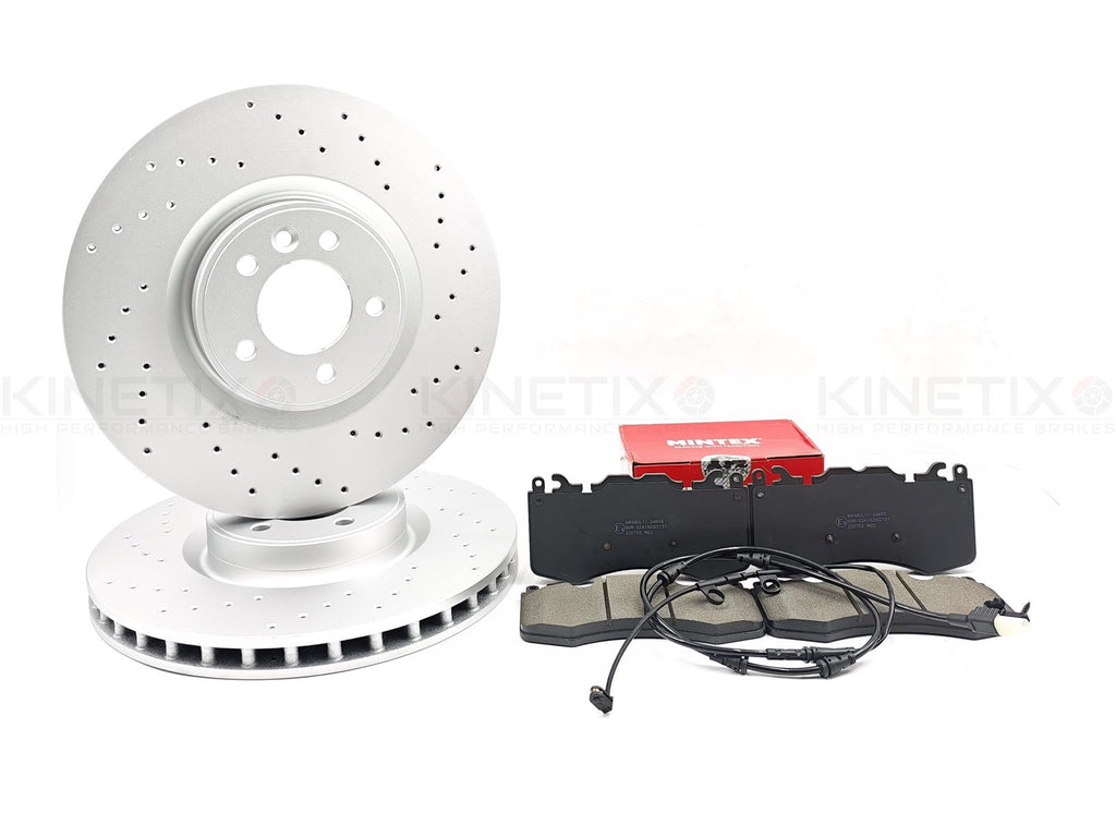 FOR RANGE ROVER SPORT 3.0 SDV6 FRONT DRILLED BRAKE DISCS PADS WEAR SENSOR 380mm