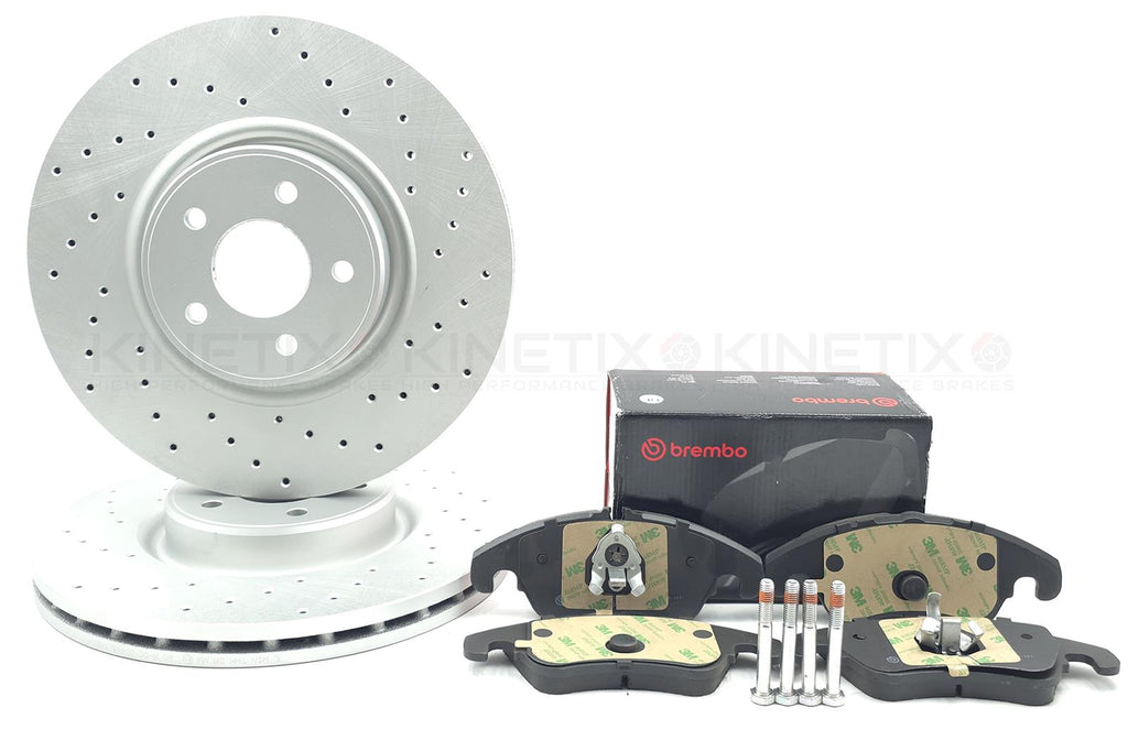 FOR FORD FOCUS RS MK2 DRILLED PERFORMANCE FRONT BRAKE DISCS BREMBO PADS 336mm