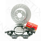 FOR BMW 330i F31 M SPORT DRILLED REAR BRAKE DISCS MINTEX PADS WIRE 330mm