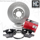 FOR BMW 330d M SPORT E90 E91 E92 FRONT DRILLED BRAKE DISCS BREMBO PADS 330mm