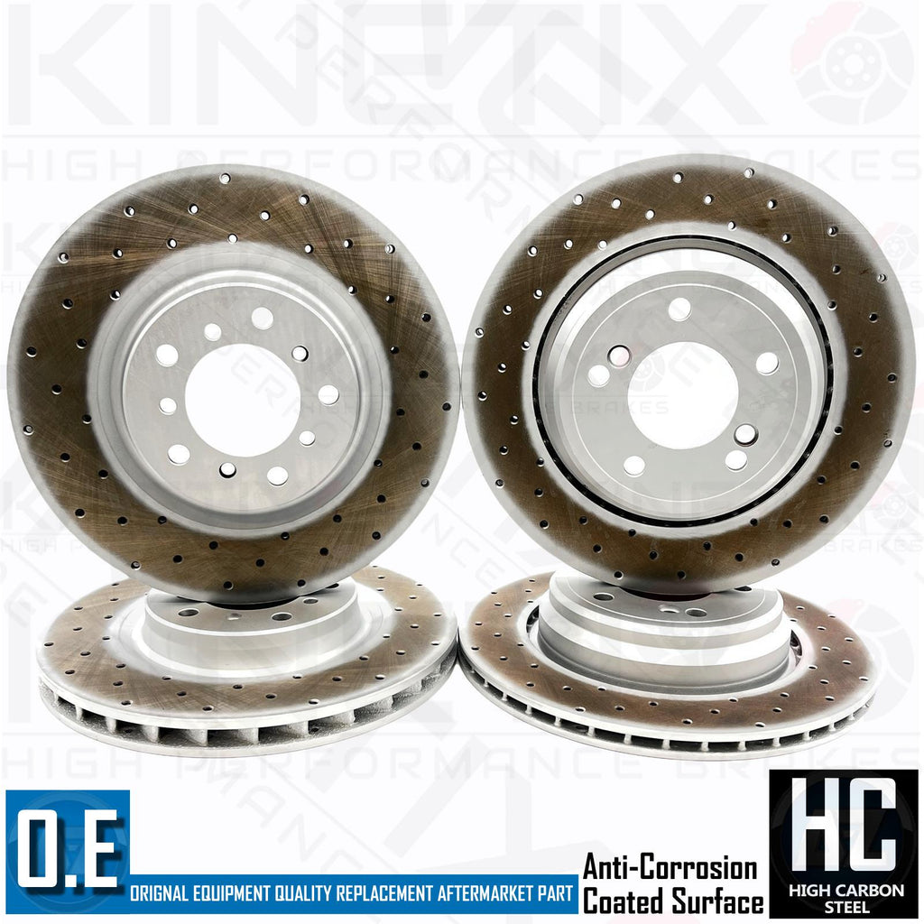 FOR BMW M3 E46 FRONT & REAR CROSS DRILLED HIGH CARBON BRAKE DISCS 325mm 328mm