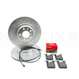 FOR BMW 420d M SPORT REAR DIMPLED GROOVED BRAKE DISCS MINTEX PADS SENSOR 345mm