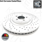 FOR JAGUAR XF 2.2d HIGH CARBON CROSS DRILLED FRONT BRAKE DISCS PAIR 355mm