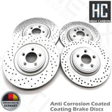 FOR JAGUAR XF D DRILLED FRONT REAR BRAKE DISCS PADS WEAR SENSORS 355mm 326mm