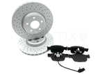 FOR AUDI A5 F5x CROSS DRILLED FRONT BRAKE DISCS PADS WEAR SENSOR 314mm