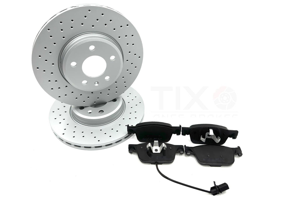 FOR AUDI A5 35 TDI F5x CROSS DRILLED FRONT BRAKE DISCS PADS SENSOR 314mm