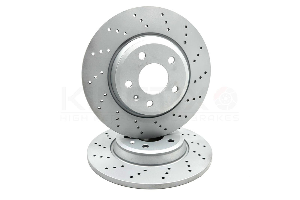 FOR AUDI A4 A5 A6 A7 Q5 CROSS DRILLED REAR BRAKE DISCS PAIR 300mm *SOLID TYPE*