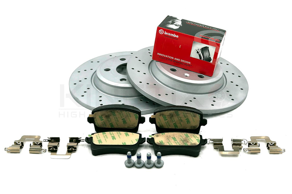 FOR AUDI A5 3.0 TDI 07-17 DRILLED REAR BRAKE DISCS BREMBO PADS 300mm *SOLID*