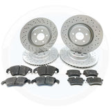 FOR AUDI S4 S5 B9 F5 FRONT REAR CROSS DRILLED BRAKE DISCS PADS WIRE 345mm 330mm