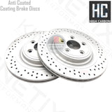 FOR JAGUAR XF D REAR DRILLED PERFORMANCE HIGH CARBON BRAKE DISCS PAIR 326mm