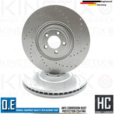 FOR JAGUAR XFR-S XKR-S 5.0 V8 XJR CROSS DRILLED FRONT BRAKE DISCS PAIR 380mm