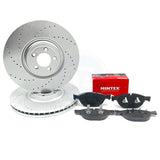 FOR JAGUAR 5.0 XKR FRONT DRILLED PERFORMANCE BRAKE DISCS MINTEX PADS 380mm