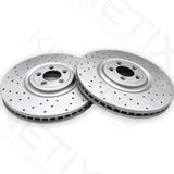 FOR JAGUAR XKR XKR-S FRONT CROSS DRILLED BRAKE DISCS MINTEX PADS SET 380mm