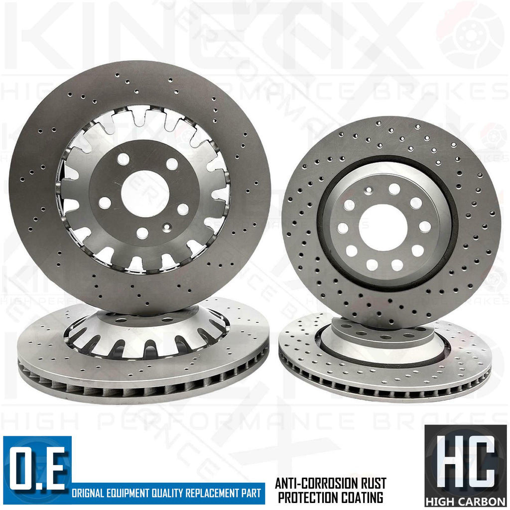 FOR AUDI RS3 8P FRONT REAR CROSS DRILLED BRAKE DISCS 370mm 310mm FR RR