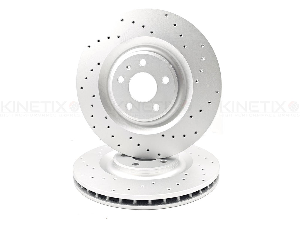 FOR AUDI S6 TDI REAR CROSS DRILLED KINETIX BRAKE DISCS PAIR 350mm