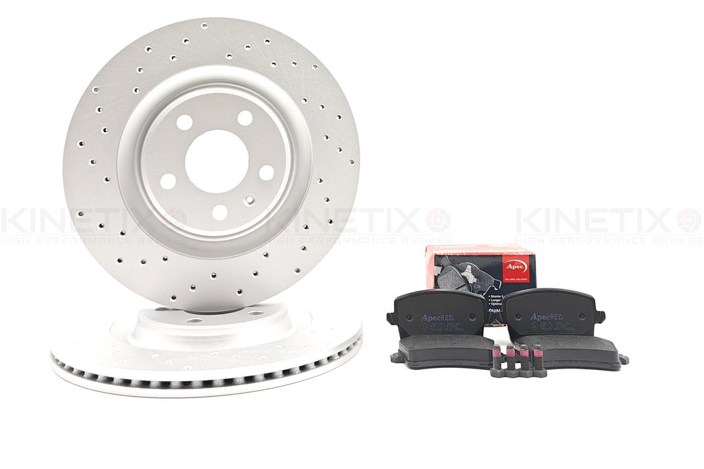 FOR AUDI S4 S5 B8 SQ5 8RB CROSS DRILLED REAR BRAKE DISCS APEC PADS 330mm