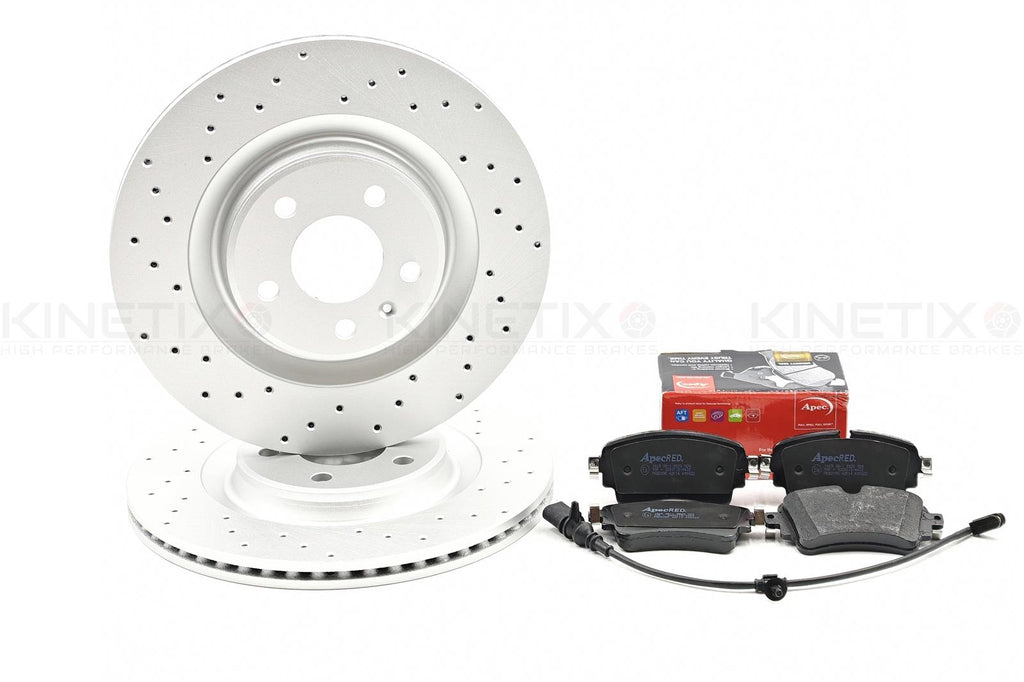 FOR VW TOUAREG (CR7) 3.0 TSI TDI 2017- CROSS DRILLED REAR BRAKE DISCS PADS 330mm