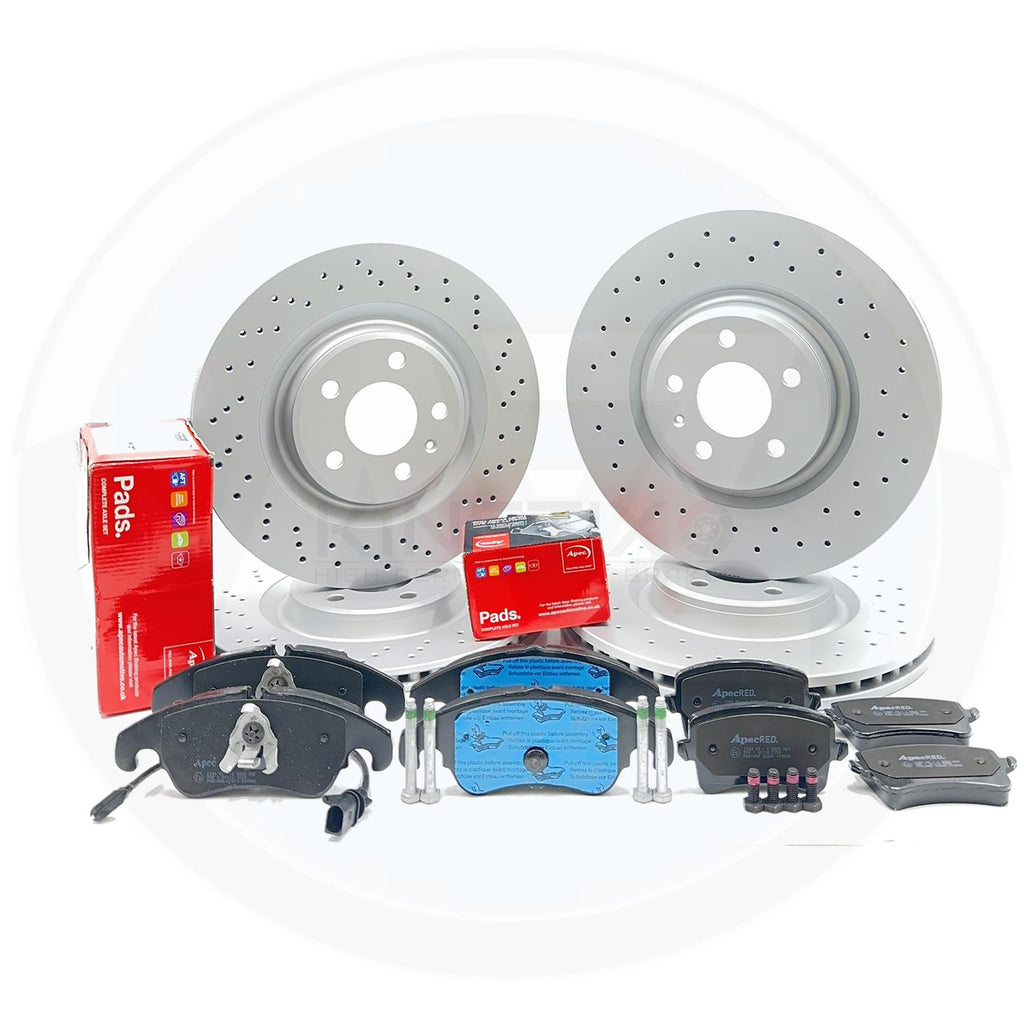 FOR AUDI Q5 S5 FRONT REAR CROSS DRILLED PERFORMANCE BRAKE DISCS PADS 345mm 330mm