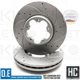 FOR FORD TRANSIT CUSTOM 2012- FRONT REAR DRILLED GROOVED BRAKE DISCS 288mm FR RR