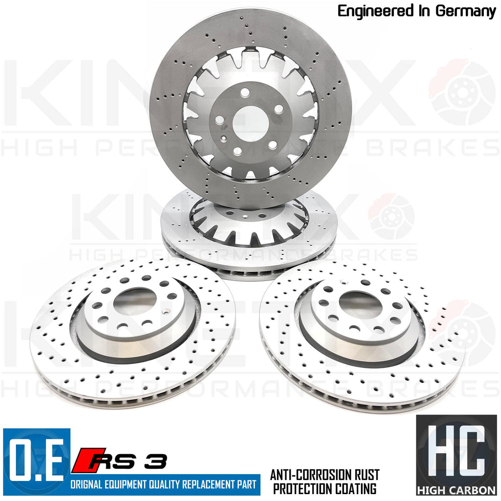 FOR AUDI RS3 8V FRONT REAR CROSS DRILLED HIGH CARBON BRAKE DISCS 370mm 310mm