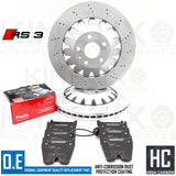 FOR AUDI RS3 8V FRONT CROSS DIMPLED DRILLED BRAKE DISCS APEC PADS 8V0615301P