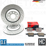 FOR VW TIGUAN R 2.0 R CROSS DRILLED REAR BRAKE DISCS BREMBO XTRA PADS 310mm