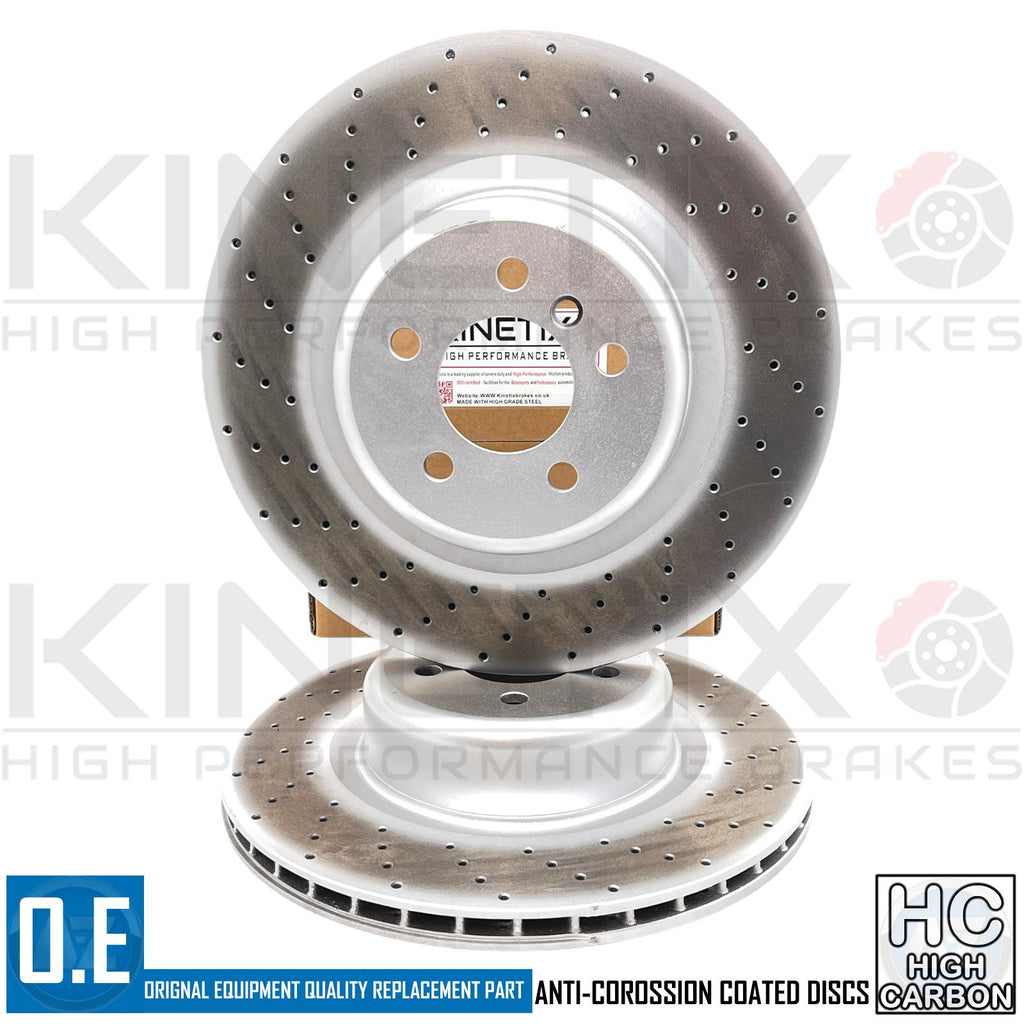 FOR BMW X6M 4.4 E71 E72 REAR DRILLED KINETIX PERFORMANCE BRAKE DISCS PAIR 385mm