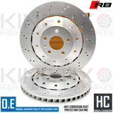 FOR AUDI R8 (4S) 15-2020 CROSS DRILLED REAR BRAKE DISCS PAIR 356mm 4S0615601B