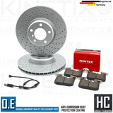 FOR BMW 125i 125d 120d 120i M SPORT DRILLED FRONT BRAKE DISCS MINTEX PADS SENSOR