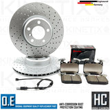 FOR BMW 335d F30 F31 F34 M SPORT DRILLED FRONT BRAKE DISCS BREMBO PADS & SENSOR