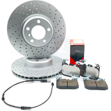 FOR BMW 440i F32 F33 F36 M SPORT DRILLED FRONT BRAKE DISCS XTRA PADS  & SENSOR