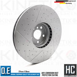 FOR BMW 540i M SPORT DIMPLED GROOVED FRONT BRAKE DISCS TEXTAR PADS SENSOR 374mm