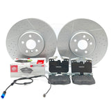 FOR BMW X4 30d G02 M SPORT DIMPLED GROOVED FRONT BRAKE DISCS PADS + WIRE 348mm
