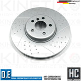 FOR BMW i4 M50 G26 DIMPLED GROOVED FRONT BRAKE DISCS PADS & WEAR SENSOR 348mm