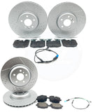 FOR BMW 740Ld M SPORT FRONT REAR DIMPLED GROOVE BRAKE DISCS PADS WIRES 348m 345m