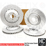 FOR AUDI Q7 45 TDI FRONT REAR DRILLED BRAKE DISCS PADS WEAR SENSORS 400mm 350mm