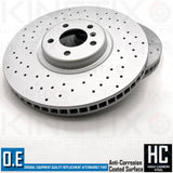 FOR BMW X5 X6 M50d DRILLED FRONT BRAKE DISCS PADS WEAR SENSOR WIRE 385mm