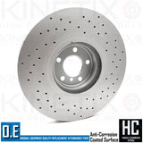 FOR BMW X5 M50d F15 HIGH CARBON FRONT CROSS DRILLED BRAKE DISCS PAIR 385mm